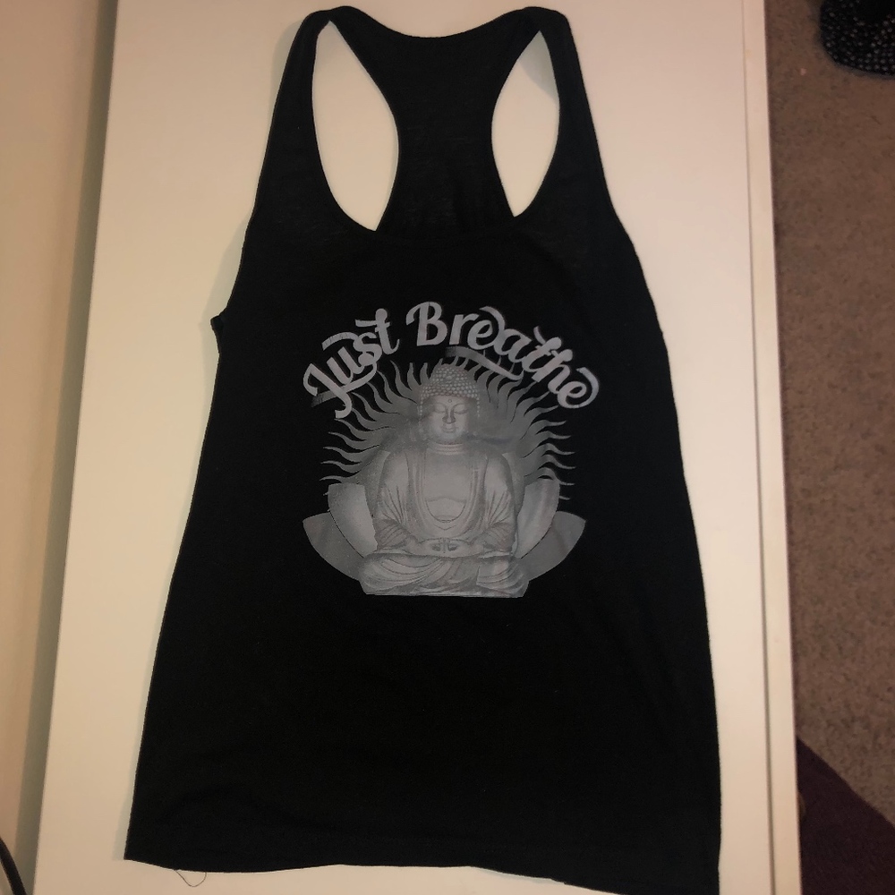 Yoga Tank Top "Just Breathe" Buddha